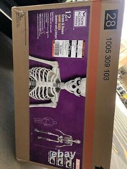 12 FT Foot Giant Skeleton With Animated LCD Eyes Halloween Prop Home Depot NEW