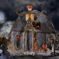 12 Ft Giant Sized Inferno Pumpkin Skeleton With LifeEyes LCD Eyes NEW IN BOX