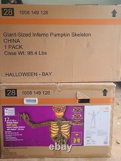 12 ft Giant Sized Inferno Pumpkin Skeleton with LCD LifeEyes and Posable Arms