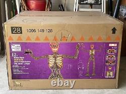 12ft Giant Inferno Pumpkin Head Skeleton Halloween life Eyes Home Accents Dent