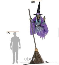 12ft High Moonlit Magic Giant Halloween Flying Witch Prop Decoration