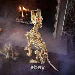 (2-Pack) 2.5 Ft. Animated LED Sit-And-Stand Skeleton Wolves Halloween Prop