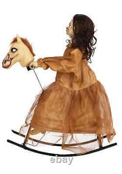 3.5 Ft Animated Rocking Horse with Doll Halloween Prop
