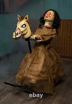 3.5 Ft Animated Rocking Horse with Doll Halloween Prop