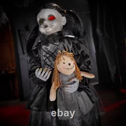 3 Ft Animated LED Scary Girls Dolls Set of 2 Halloween Props Indoor Decorations
