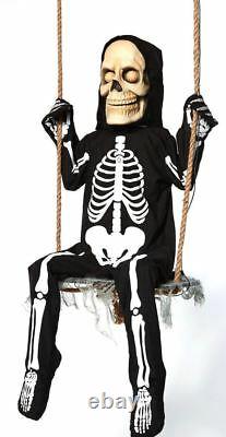 3 Ft Swinging Lil Skelly Bones Animatronics Halloween Decorations Prop VIDEO