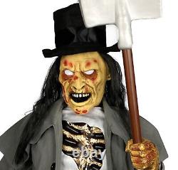 3Ft ANIMATED CROUCHING GRAVE DIGGER Zombie Lighted Halloween Prop Decoration-NEW