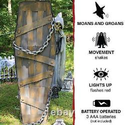 5 ft. Animated Coffin Halloween House Decoration, Halloween Props, Animatronic