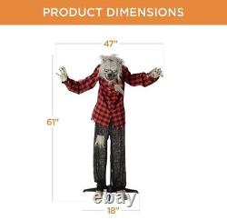 5ft Howling Werewolf Halloween Animatronic LED Eyes with Prerecorded Phrases