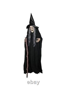 6' ANIMATED WITCH talking scary WITH CANE Halloween Prop HAUNTED HOUSE new