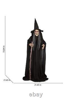 6' ANIMATED WITCH talking scary WITH CANE Halloween Prop HAUNTED HOUSE new