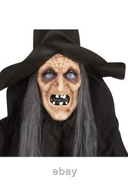 6' ANIMATED WITCH talking scary WITH CANE Halloween Prop HAUNTED HOUSE new