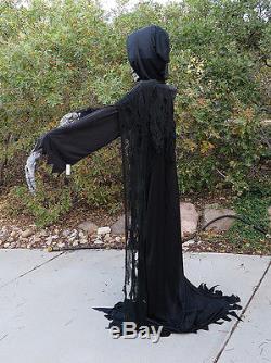 6 Foot Black Skeleton Grim Reaper Animated Halloween Decorations & Props