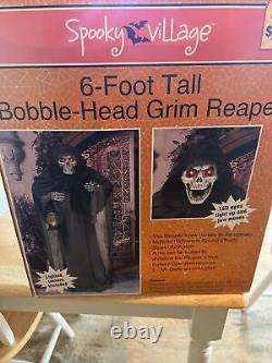 6 Ft Bobble Head Grim Reaper Animated Talking Spooky Village Halloween