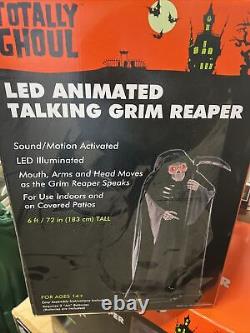 6 Ft Grim Reaper Animated Talking Spooky Village Halloween Haunted House Prop
