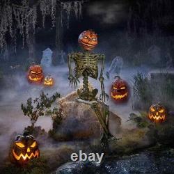 6 ft. LED Poseable Pumpkin Skeleton Rotten Patch Halloween Decor Prop NEW