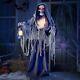 67 Halloween Animatronic Standing Grim Reaper Decor With Spooky And Light-up Eyes