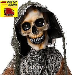 67 Halloween Decorations Outdoor Life Size Animatronics Grim Reaper with Chain