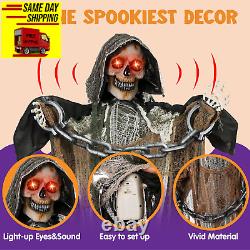 67 Halloween Decorations Outdoor Life Size Animatronics Grim Reaper with Chain