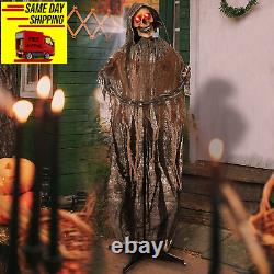 67 Halloween Decorations Outdoor Life Size Animatronics Grim Reaper with Chain