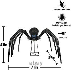 6Ft Giant Phreaky Phil Spider Halloween Animatronic Decorations, Light Eyes, Sca