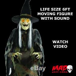 6ft Evil Lanky Witch Animated Figure Halloween Decoration Prop MOVING + SOUND