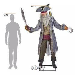 7' Animated Led Captain Cuts Servo Pirate Halloween Animatronic