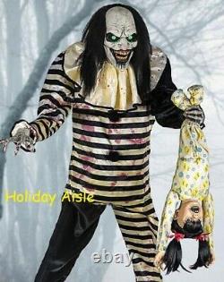 7 FT Animated SWEET DREAMS CLOWN WITH CHILD Halloween Prop SCREAMING CHILD