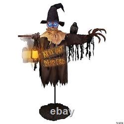 78-Inch Animated Scarecrow With Lantern And Sign