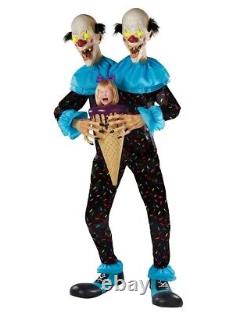 7ft Two Scoops Animatronic Spirit Halloween Prop Creepy Clowns Ice Cream Girl