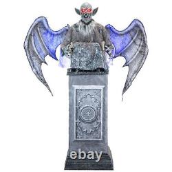 8' ANIMATED GARGOYLE WITH WINGS GRAVEYARD Halloween Animatronic Prop