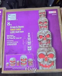 8 ft. Giant Sized LED Skull Stack Home Depot Halloween Brand New