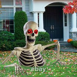 9.2' Giant Ground Breaking Skeleton LED Eye Halloween Decoration Yard Decor