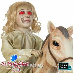 ANIMATED ROCKING HORSE with DOLLY Halloween Horror Prop With Sound Track