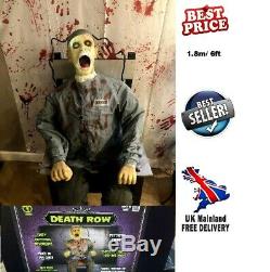 Animated Death Row Life Size Halloween Prop Haunted Decor Light Up Moves Sound