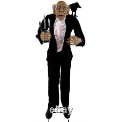 Animated Life Size Butler Halloween Prop Haunted House Raven Crow Talking 6 Ft