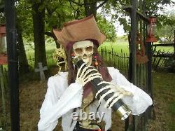 Animated Life Size Captain Jack Morgan Pirate Talking Skeleton Halloween Prop