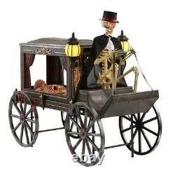 Animated Lighted LED Hearse With Skeletons over 5'x6' Halloween