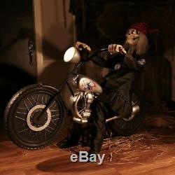 Animated Motorcycle Reaper Rider Halloween Prop Decoration