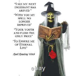 Animated SPELL SPEAKING WITCH Prop 5 FT Lifesize Haunted House Halloween