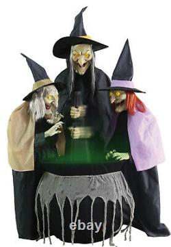 Animated STITCH WITCH SISTERS CAULDRON Prop 5 FT Lifesize Halloween