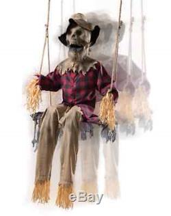 Animated Scarecrow Halloween Prop Hay Straw Man Zombie Dead Swing Animatronic