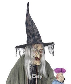 Animated Stew Brewing Witch With Kid Halloween Prop