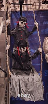 Animated Swinging Twins 5.5 FT Halloween Animatronic Creepy Sisters Decor Sound