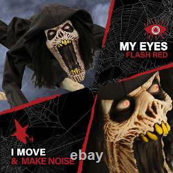 Animatronic Zombie Dog Prop Flashing Red Eyes Halloween Decoration