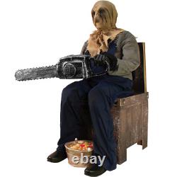 Chainsaw Greeter Animated Prop Animatronic Candy Bowl Haunted House Prop Rusty