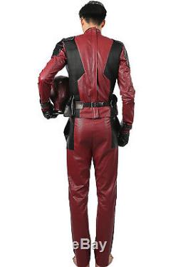 Deadpool Costume Deluxe PU Outfit Set Mask Belt Adult Halloween Cosplay Prop