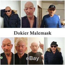 Dokier Realistic Silicone Head Prop Old Man Makeup Cosplay Halloween Disguise
