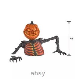 Embers Pumpkin Skeleton Black Light Reactive Ground Breaker 4' Halloween IN HAND