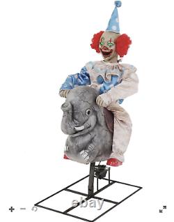 FLASH SALE 3.4 Ft. Rocking Elephant Clown Animatronic Decorations New